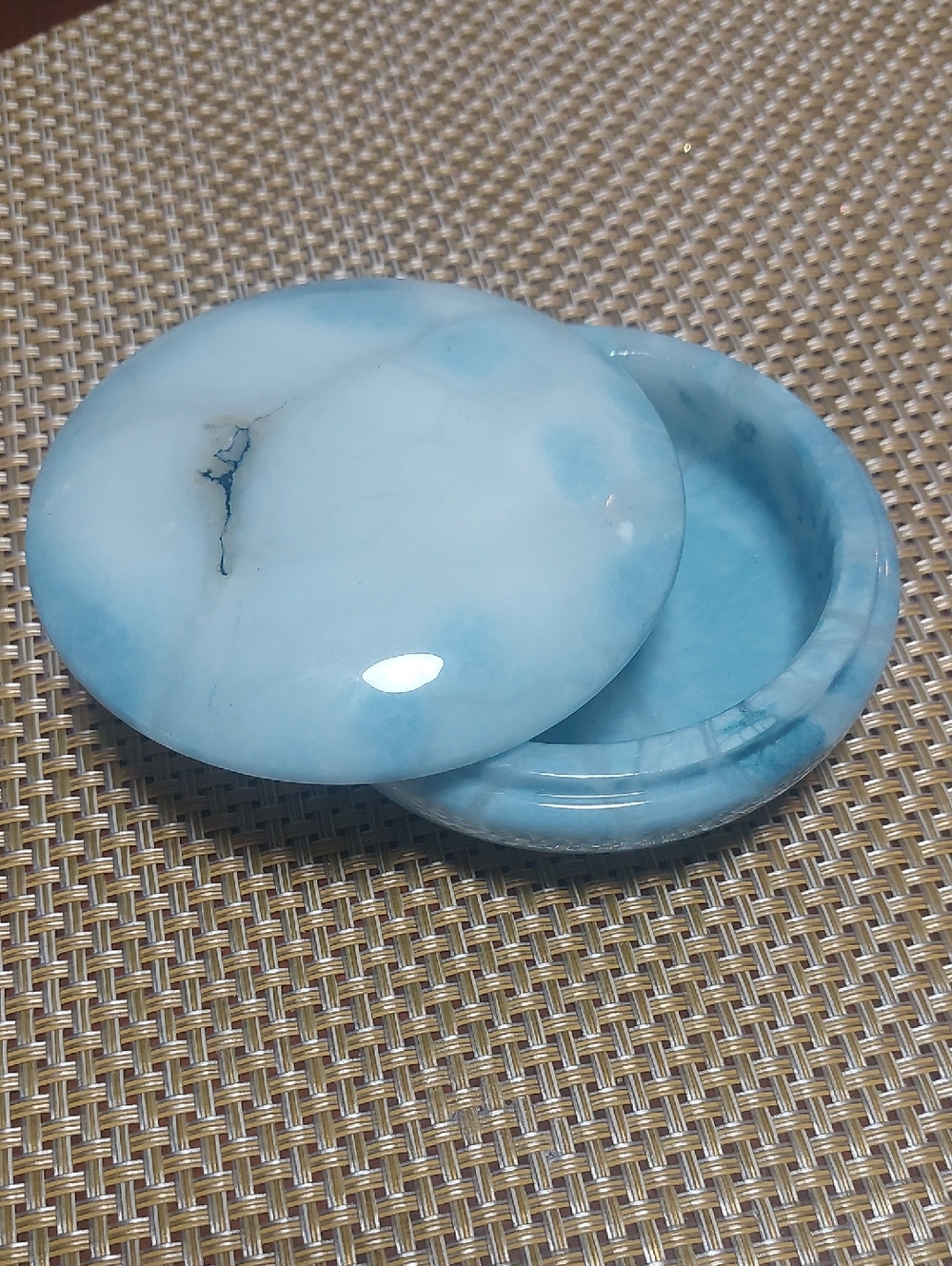 DUCCESCHI, Light Blue   Trinket Box with Swivel Lid. Hand Made in ITALY